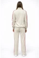 Modal Kumaş Tam Fermuarlı Şeritli Eşofman Takımı Bej