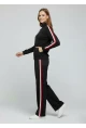 Modal Kumaş Tam Fermuarlı Şeritli Eşofman Takımı Siyah