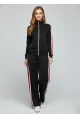 Modal Kumaş Tam Fermuarlı Şeritli Eşofman Takımı Siyah