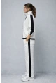 Modal Kumaş Yarım Fermuarlı Şeritli Eşofman Takımı Beyaz