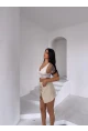 Müslin Keten Bağlama Detay Şort Bej