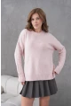 Pudra Yumuşak Dokulu Uzun Kollu Triko Kazak