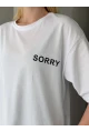Sorry Yazılı Sırt Baskılı Oversize Kadın Tişört Beyaz