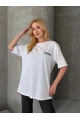 Sorry Yazılı Sırt Baskılı Oversize Kadın Tişört Beyaz