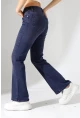 Toparlayıcı Yüksek Bel İspanyol Paça Jean