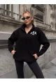 USA College Siyah Fermuarlı Oversize Sweatshirt