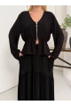 Viskon Kumaş Fermuar Detaylı Alt Üst Takım Siyah