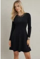 Yaka Güpür Detay Elbise Siyah