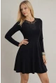 Yaka Güpür Detay Elbise Siyah