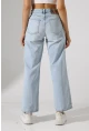 Yüksek Bel Açık Mavi Geniş Paça Jean Pantolon