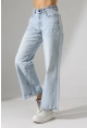 Yüksek Bel Açık Mavi Geniş Paça Jean Pantolon