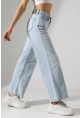 Yüksek Bel Açık Mavi Geniş Paça Jean Pantolon