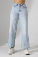 Yüksek Bel Açık Mavi Geniş Paça Jean Pantolon
