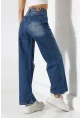 Yüksek Bel Bol Paça Denim Jean