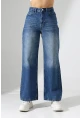 Yüksek Bel Bol Paça Denim Jean