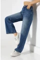 Yüksek Bel Bol Paça Denim Jean