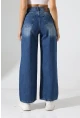 Yüksek Bel Bol Paça Denim Jean