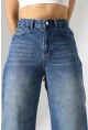 Yüksek Bel Bol Paça Denim Jean