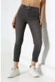 Yüksek Bel Dar Paça Füme Jean Pantolon