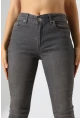 Yüksek Bel Dar Paça Füme Jean Pantolon