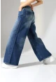Yüksek Bel Ekstra Geniş Paça Dark Mavi Wide Leg Jean Pantolon