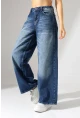 Yüksek Bel Ekstra Geniş Paça Dark Mavi Wide Leg Jean Pantolon