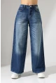 Yüksek Bel Ekstra Geniş Paça Dark Mavi Wide Leg Jean Pantolon