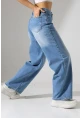 Yüksek Bel Geniş Paça Açık Mavi Jean Pantolon