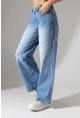Yüksek Bel Geniş Paça Açık Mavi Jean Pantolon