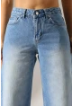 Yüksek Bel Geniş Paça Açık Mavi Jean Pantolon