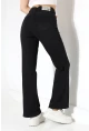 Yüksek Bel İspanyol Paça Siyah Jean Pantolon