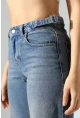 Yüksek Bel Mom Fit Mavi Jean Pantolon