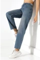 Yüksek Bel Mom Fit Mavi Jean Pantolon