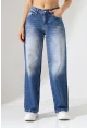 Yüksek Bel Wide Leg Açık Mavi Denim Jean Pantolon