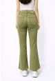 Yüksek Bel Yeşil Taşlanmış İspanyol Paça Jean Pantolon